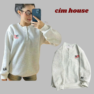  Áo nỉ SWETER nữ cổ trụ thêu cờ MỸ  áo hoodie phối hàng cúc chất nỉ bông dày dặn -MA311 CIMHOUSE 