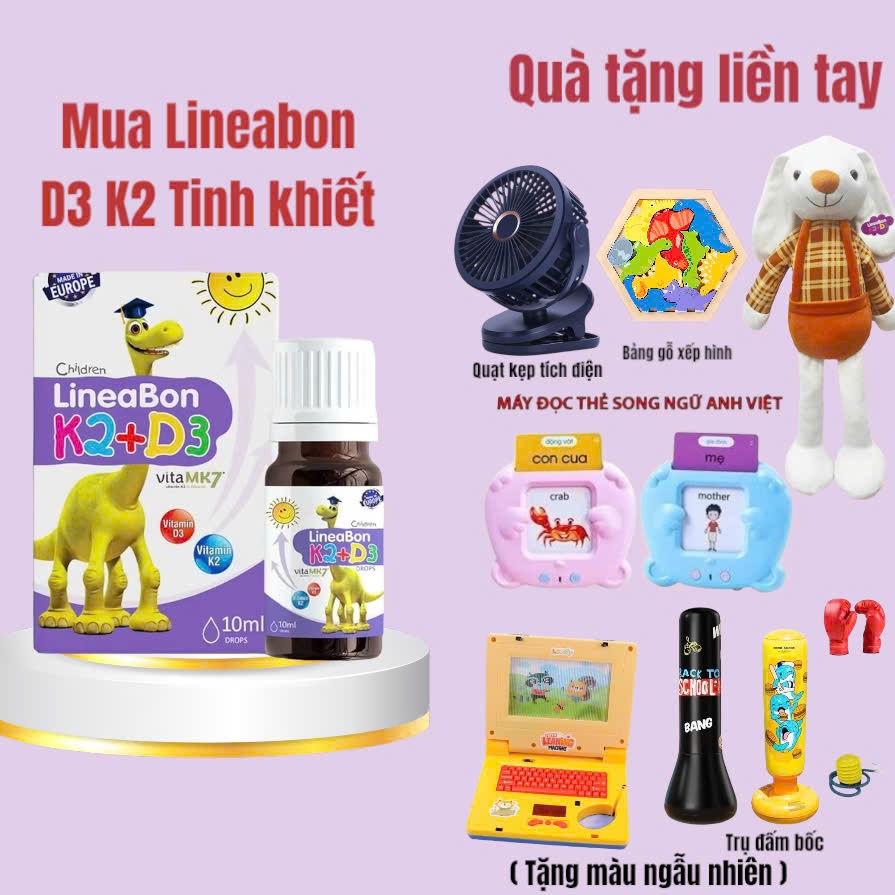 Tích điểm - Lineabon K2 D3 dạng giọt lọ 10ML bổ sung k2 d3 mk7 giúp tăng khả năng hấp thu canxi