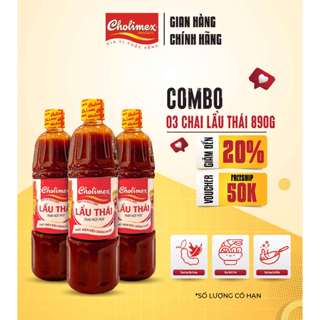 Combo 3 Chai Xốt Lẩu Thái Cholimex 890g – Gia vị lẩu đậm đà tiện lợi chính hãng 