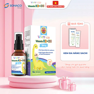 Vitamin D3 K2 Whykids Dạng Xịt Bổ Sung D3 K2 Cho Bé, Tăng Cường Hấp Thu Canxi Hỗ Trợ Phát Triển Chiều Cao 15ml