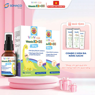 Combo 2 Vitamin D3 K2 Whykids Dạng Xịt Giúp Bé Tăng Khả Năng Hấp Thụ Canxi Tốt Cho Sức Khoẻ - Chai 15ml