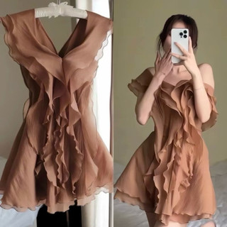   BÈO BÉO BIGSIZE   VÁY TƠ THIẾT KẾ KIỂU XOẮN BÈO VIỀN NỔI TUA RUA FORM A BIGSIZE 55-90KG 