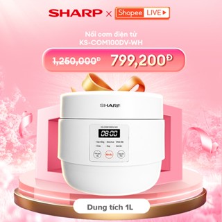 Nồi Cơm Điện Sharp KS-COM100DV-WH 1L 600W [Hẹn giờ, mâm nhiệt 3D, 6 chức năng nấu