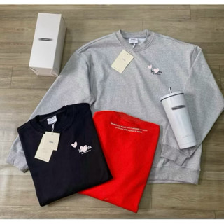  Áo Sweater Nhà Lì In Logo Cao Su Nổi Ba Màu Xám   Đen   Đỏ  tặng túi tote nhà lì chính hãng  