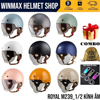 COMBO Tặng Móc Khóa Hợp Kim, Mũ Bảo Hiểm Royal 1/2 M239 Và ASIA 3/4 M139 Mũ Kính Âm Chính Hãng