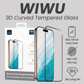  Kính Cường lực WIWU Crystal 3D Glass Full Curved Không Lẹm Màn Hình cho iPhone 16 Pro Max  15 Plus ,14 ,11 ,12 13 . 