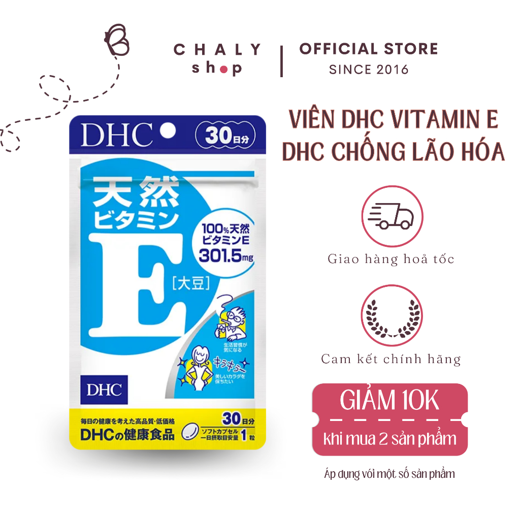 Viên Vitamin E DHC trẻ hoá làn da 30 viên Nhật