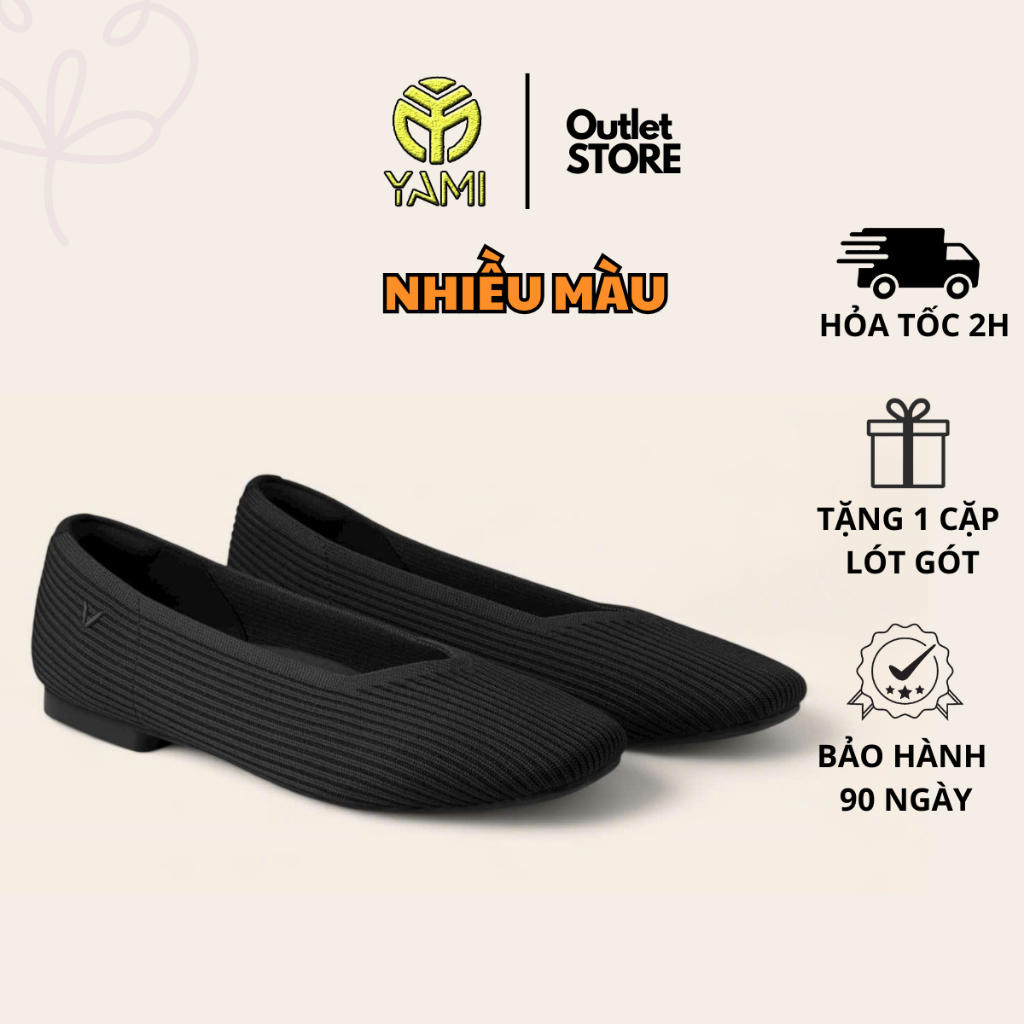 Giày Bệt Mary Jane Big Size 41 42 43, Giày Búp Bê Vải Len Thun Quai Ngang Mũi Vuông Màu Đen Kem, Già