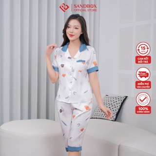 Đồ Bộ Nữ SANDBOX Pijama Lửng Chất Lụa Latin Cao Cấp Áo Cộc Tay Quần Lửng Họa Tiết Tinh Tế - BLL25005
