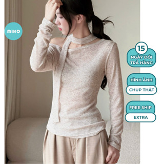  Áo Trễ Vai Len Lưới Tiêu Co Giãn Tốt Kèm Dây Cổ Miho House 