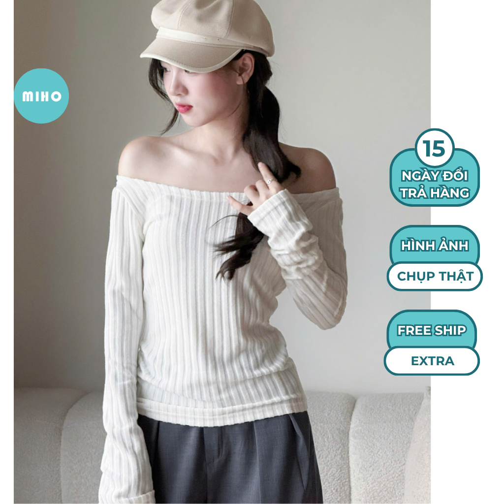 Áo Trễ Vai Tăm Đũa Lông Chất Vải Cotton Co Giãn Miho House | BigBuy360 - bigbuy360.vn