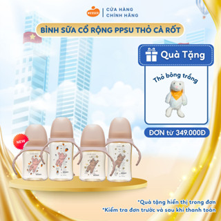 [MỚI] Bình sữa CỔ RỘNG PPSU Gấu Ngôi Sao/ Thỏ Cà Rốt (180ml/260ml)