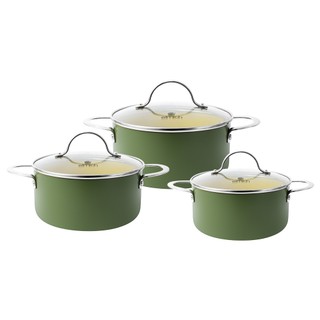    VHL - ELMICH   Bộ nồi phủ sứ an toàn Elmich Olive classic EL5242OV03 Size 18,20,24cm 