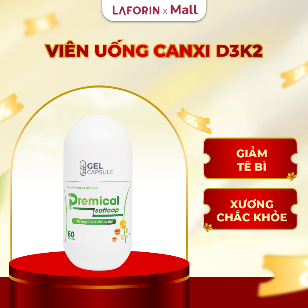 Canxi hữu cơ nano Premical Softcap kết hợp Magie, Kẽm giảm nguy cơ loãng xương giúp xương chắc khỏe