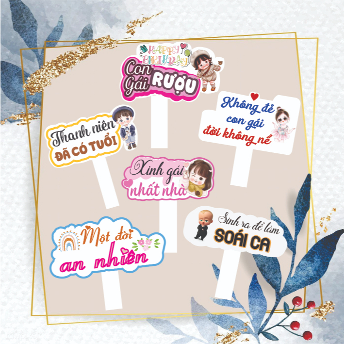 [HASHTAG SINH NHẬT 1] Hashtag, Bảng cầm tay trang trí, check in sinh nhật, thôi nôi, đầy tháng