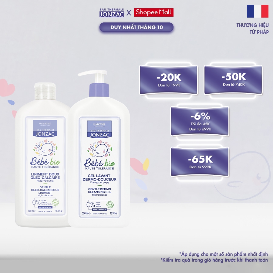 Combo Gel Tắm Gội Hữu Cơ 500Ml và Dung dịch vệ sinh chống hăm tã hữu cơ dành cho bé sơ sinh (500Ml-1L)