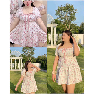 bigsize 60-150kg đầm hoa nhí chiết eo xinh