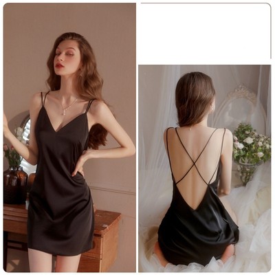 HISEXY Đầm Ngủ 2 Dây Nữ Liền Thân Chất Lụa Latin Cao Cấp Đủ Size Dưới 85Kg MD08