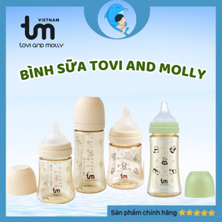  Bình sữa Tovi and Molly DOT RAMI Hàn Quốc đủ size 180ml  280ml in hình sóc chó cho bé hỗ trợ đổi núm MECAHEO 