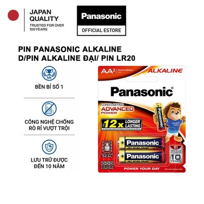 [Quà tặng không bán] Pin Panasonic Alkaline AA LR6T/2B-V (Vỉ 2 viên) – Hàng Chính Hãng