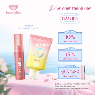 Combo 2 Son kem lì barebliss lâu trôi 24h Cherry Lip Velvet 2.5g + Kem chống nắng barenbliss SPF 50 PA++ nâng tone 30ml