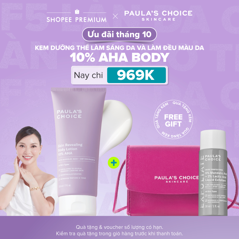 Kem dưỡng thể làm sáng da, làm đều màu da Paula's Choice Skin Revealing Body Lotion 10% AHA 210ml  A5900