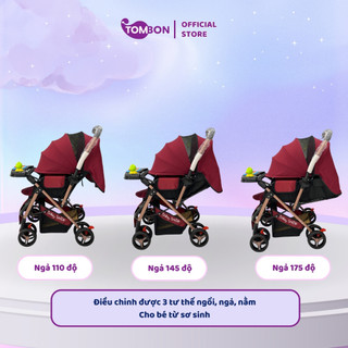 Xe đẩy 2 chiều HT 105 khung vàng đồng, thiết kế đẩy 2 chiều, 3 tư thế ngồi, ngả, nằm cho bé từ sơ sinh