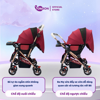 Xe đẩy 2 chiều HT 105 khung vàng đồng, thiết kế đẩy 2 chiều, 3 tư thế ngồi, ngả, nằm cho bé từ sơ sinh