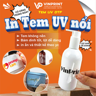 Tem UV nổi, Tem DTF logo thương hiệu – Tem dán chai lọ, hộp, bao bì sản phẩm