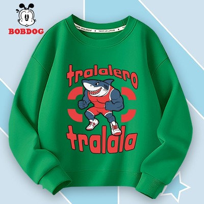 Áo sweater bé trai BOBDOG chất vải da cá cổ tròn họa tiết in hình tralalero tralala cute cho bé