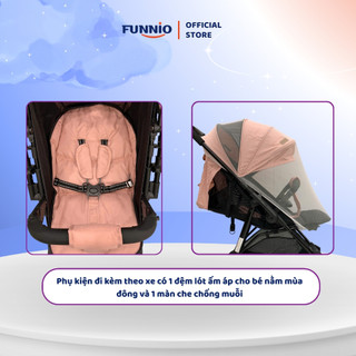 Xe đẩy 2 chiều 3 tư thế FUNNIO KM688 dùng cho bé từ sơ sinh, gấp lại nhỏ gọn để được trước xe máy ga