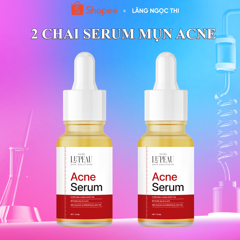  2 chai serum mụn acne giá sỉ cải thiện tình trạng mụn thâm 10ml - LE'PEAU 