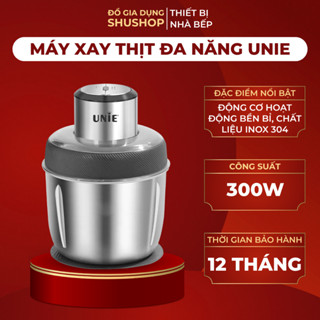 Máy Xay Thịt Đa Năng Hàng Chính Hãng UNIE 300W 2 Cối Inox 304 Kèm Trục Bóc Tỏi Bảo Hành 12 Tháng