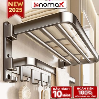 Giá treo khăn nhà tắm Enomax dán tường, kèm thanh treo quần áo. Chất liệu Thép Carbon chống gỉ ( Eno 0131)