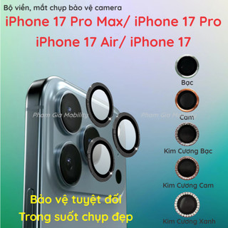  Bộ viền chụp nhôm mắt chụp bảo vệ camera iPhone iP 17 Pro Max PM 17PM 17ProMax  17 Pro 17Pro  Air 17Air trong suốt 
