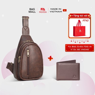 Combo Túi đeo bao tử Fadoda FDC16 và Ví da bò Fadoda VN040