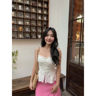  Áo Hai Dây Xếp Ngực Sẵn Mút Nút Bọc  Một Mẩu House  