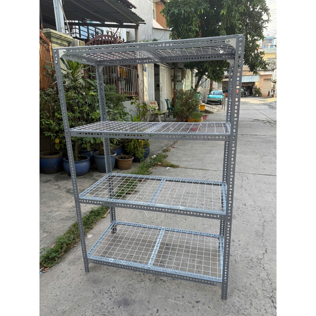 Kệ Sắt V Lỗ 2-3-4 tầng LÓT VỈ LƯỚI sắt ô vuông hàng dầy . kệ trồng cây ngoài ban công, kệ thoát nước