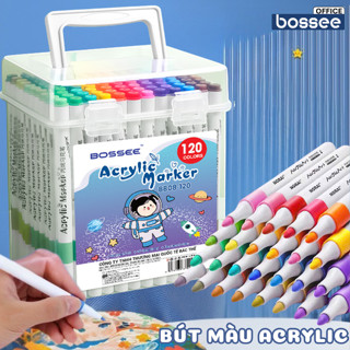 Bộ 12/24/36/48/60/80/120 Màu Acrylic, Bút Màu Acrylic Marker Ngòi Mềm Không Lem Đè Màu Dễ Dàng