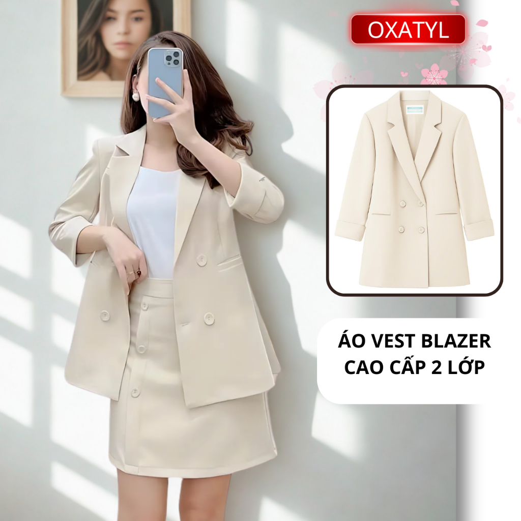 Áo vest Blazer nữ cao cấp OXATYL M453 với thiết kế hiện đại và thanh lịch 2 lớp tay lỡ | BigBuy360 - bigbuy360.vn