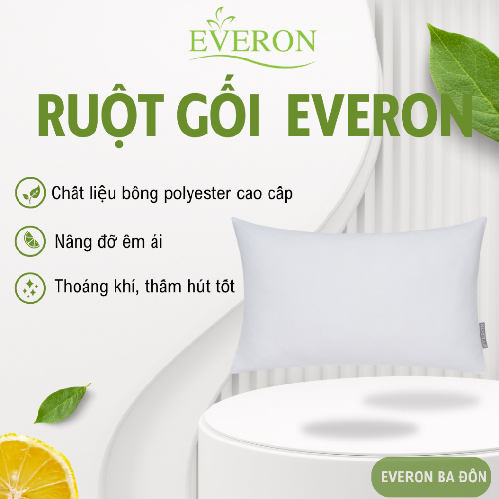 Ruột Gối Trẻ Em Everon 35x50cm – Gối Nằm Thấp Êm Ái, Thoáng Khí, Bông Cao Cấp, Gối Ngủ Cho Bé Everon