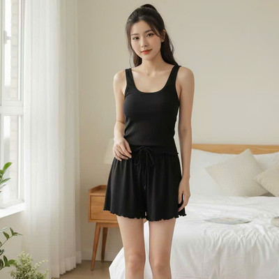 HISEXY Đồ Bộ Ngủ Quần Cộc Thun Tăm Co Dãn 4 Chiều Có Kèm Mút Ngực Đủ Size MS64