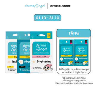 Combo 3 Miếng Dán Mụn - Derma Angel Acne Patch Day 12, Night 12, Spot Lightening Patch 12