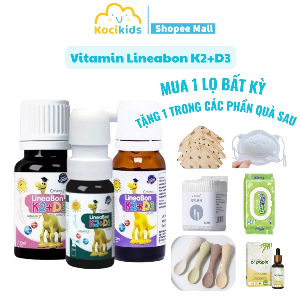 Vitamin giúp bé tăng chiều cao và hỗ trợ hấp thu canxi K2+D3 Lineabon 10ml