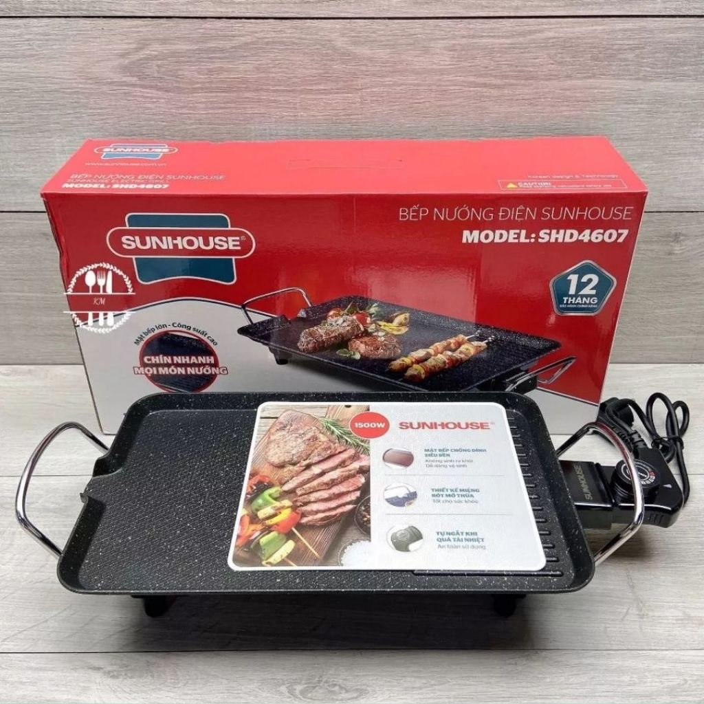 Bếp nướng điện không khói SUNNHOUSE SHD4607 BẢO HÀNH 12 THÁNG, Bếp nướng điện 1500w Hàng Chính Hãng