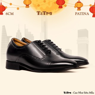 [ 6CM ] Giày Cao Nam T&Tra A210 Đen - Đánh Màu Thủ Công Patina