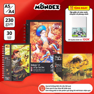 Sổ Sketchbook Global Art 230GSM A4 A5, Sổ Vẽ Đa Chất Liệu 60 Trang, Sổ Phác Thảo Không Kỵ Tẩy