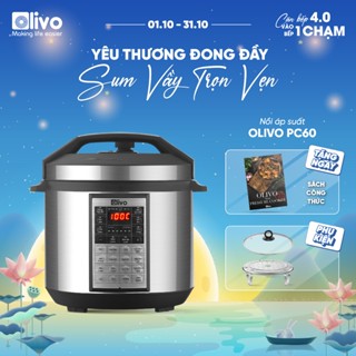 Nồi Áp Suất Điện OLIVO PC60 Lòng INOX 304 – Nồi Hầm, Kho, Xào, Nấu Lẩu, Ninh nhừ – Dung Tích 6L