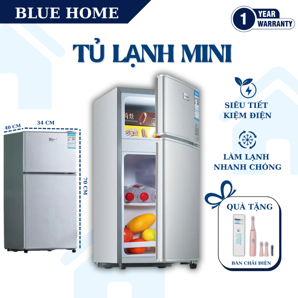 Tủ lạnh mini, tủ lạnh 2 ngăn 42L và 110L có ngăn lạnh và ngăn đá riêng biệt, phù hợp cho sinh viên