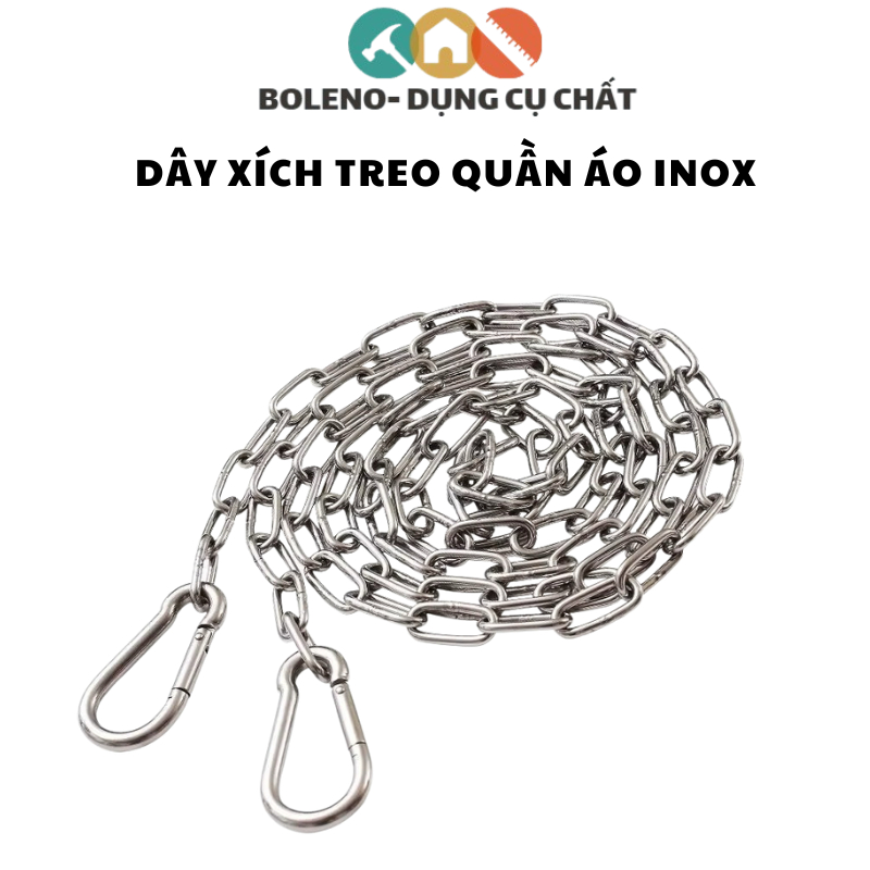 Dây xích phơi quần áo inox 304 Dây xích sắt phơi quần áo ngoài trời chống trượt 3 ly